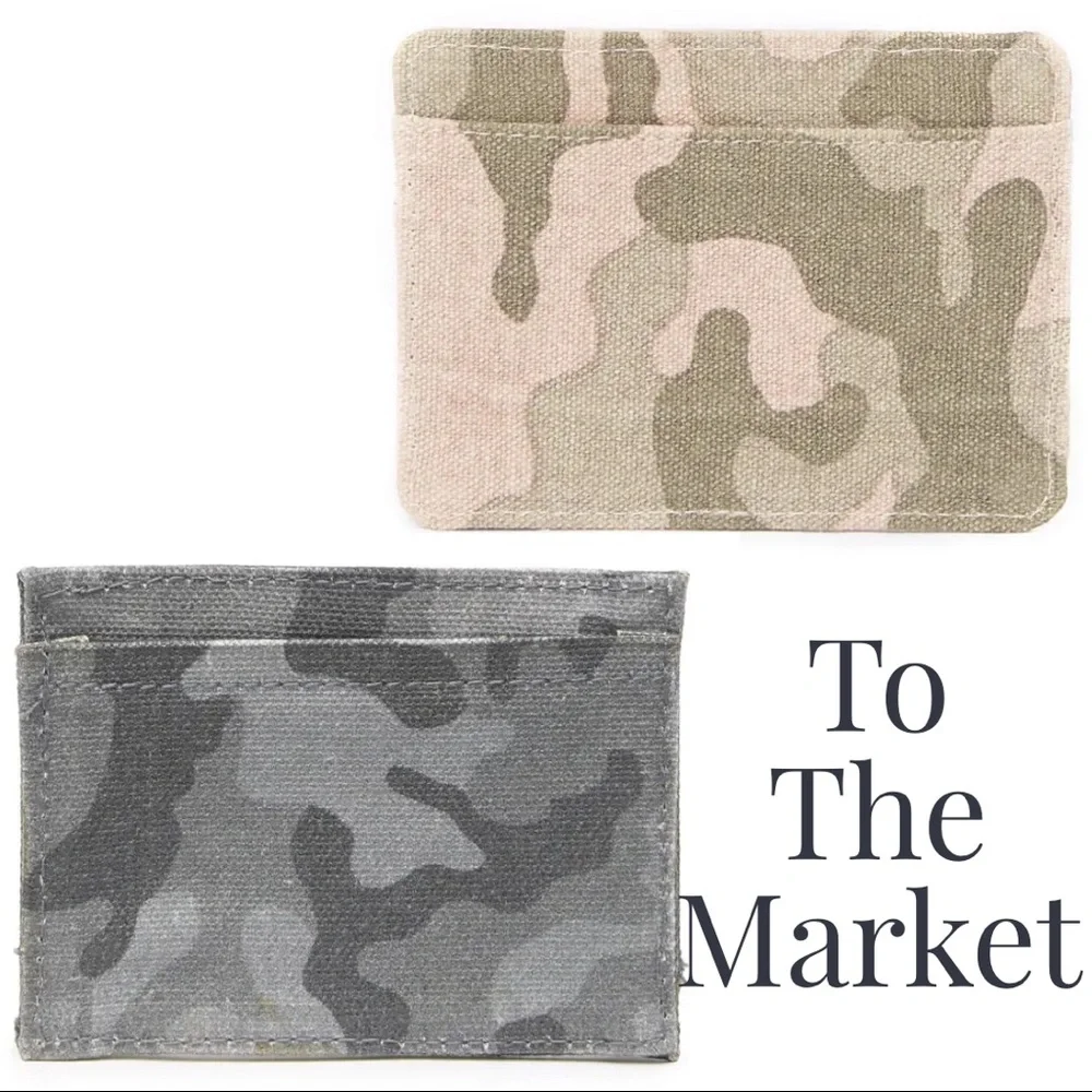 🆕 To The Market Slim Card Holder Wallet in Camo Print (810)